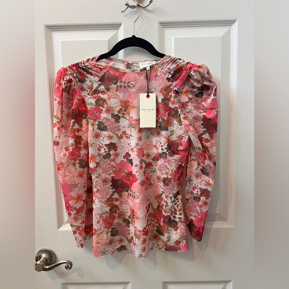 New! Ted Baker gathered shoulder mesh top new collection Ted baker size 1 - Picture 4 of 10